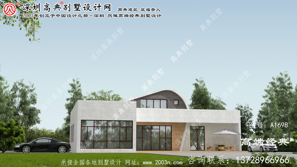 桂阳县美观精致的现代风格的三层平顶别墅。